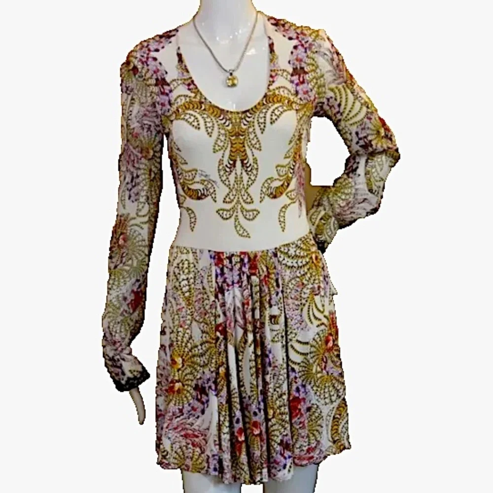 🆕🏷️Just Cavalli Multicoloured Baroque Print Fit & Flare Dress – - Picture 5 of 16
